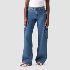 Levi Women Superlow Loose Straight Leg Jeans - All Over Blue (New without tags)