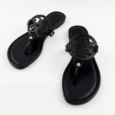 Tory Burch Women's Miller Sandals Leather Perfect Black Thin Bottom Shoes US7-10
