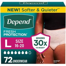 Depend Fresh Protection Adult Incontinence & Postpartum Underwear for Women (Open box)