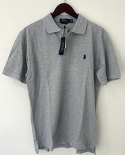 Ralph Lauren Men's Custom Slim Fit Polo Shirt Grey L Short Sleeve Mesh New