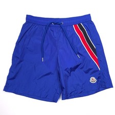 $490 Moncler Electric Blue Nylon Boxer Swim Shorts w/ Bag Mens Size Large