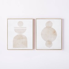 (Set of 2) 20" x 24" Abstract Shapes Framed Canvas Brown -