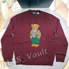 POLO RALPH LAUREN Polo Bear Burgundy Knit Sweater Men's Preppy Bear Medium NWT