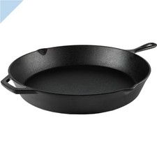 New-15" Pre-Seasoned Cast Iron Skillet with Handle and Lips