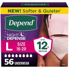 Depend Night Defense Women's Night Incontinence Underwear - L - 56ct (Open box)
