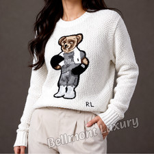 POLO RALPH LAUREN Polo Bear White Knit Sweater Crewneck Men’s Small NWT