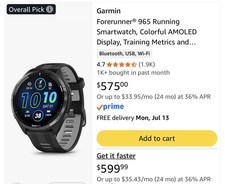 Garmin Forerunner 965 Unisex Smartwatch - Black (New other (see details))