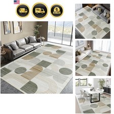 Elegant Non-Shedding 8x10 Beige Area Rug - Modern Faux Wool for Living Room