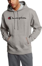 NWT Champion Men's Script Pullover Logo Hoodie Gray Size L $65 CC232
