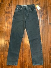 AGOLDE Black Denim 90's Pinch High Rise Straight Leg Jeans, Size 24