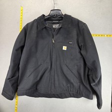 Carhartt Detroit Jacket Mens 2XL Black Canvas Blanket Lined Full Zip New