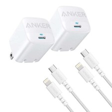 Anker 30W USB C Wall Charger +6ft USB-C to Lightning Cable MFI Certified (2Pack) (Certified Refurbished)
