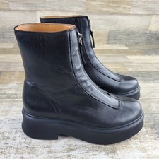 Steve Madden Jones Womens Platform Boots Sz 8 Black Leather Leat Front Zipper (New without box)