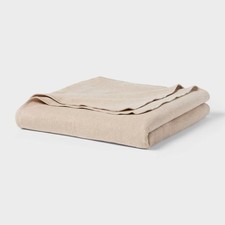 Full/Queen Brushed Cotton Blanket Solid Khaki - Threshold (New without tags)