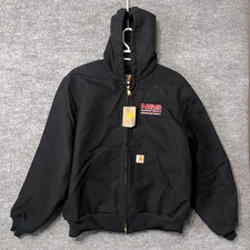 Carhartt Mens Black Duck Active Jacket 103940-BLK Hooded Work Coat Large NWT