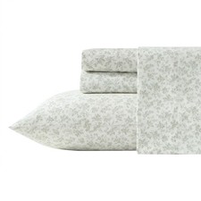 Laura Ashley Queen Floral Toile Sheet Set Green