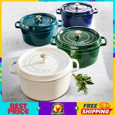 STAUB Cast Iron Enameled Round Dutch Oven 5.5 Qt with Multicolor +100% Authentic