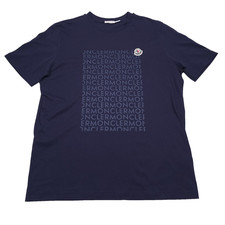 Moncler Detail Logo T-Shirt Mens Size Large Dark Blue Cotton Short Sleeve Tee