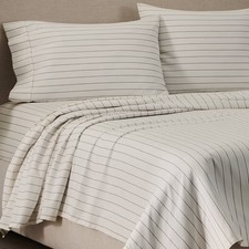 Jeremiah Brent Home Cotton Sateen Sheet Set Chalk Striped (New without tags)