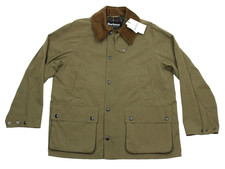 Barbour OS Peached Bedale Casual Jacket Mens 38 Dark Sand Green Cord Collar