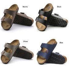 Birkenstock Arizona Birko-Flor Casual Unisex Sandals Mocha Stone Black Blue