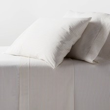 Full Organic Percale Sheet Set Khaki/White Stripe - Threshold