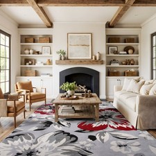 Rugshop Area Rug Modern Floral Design Carpet for Living Room Guest Room Rug 8x10