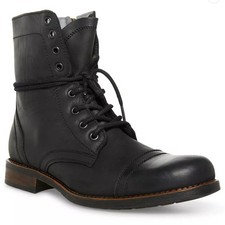 Steve Madden Boots Men's Size 8 Black Troopah-C Leather Combat Ankle New Box