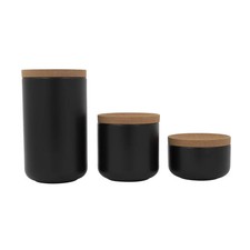 Kamenstein 3pc Canister Set Black: Kitchen Storage & Organizers Ceramic