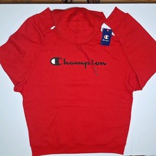 GF89H Mens' (XL) Champion Classic Script Logo Hoodie, Team Red Scarlet