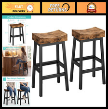 Rustic 24" Bar Stools Set of 2, Counter Height Wooden Stools with Footrest, Heav
