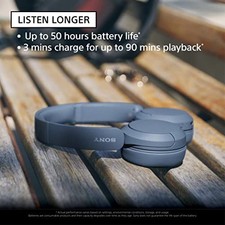WHITE - SONY WIRELESS HEADPHONES BLUETOOTH ON-EAR HEADSET WITH MICROPHONE AND UP (Open box)