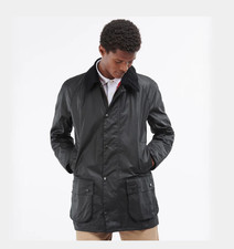 Black ~ BARBOUR Beausby Wax Jacket MSRP$485 Rugged + Sophisticated
