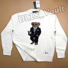 POLO RALPH LAUREN Polo Bear Tuxedo Ivory Knit Sweater Men's Size M NWT