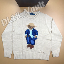 POLO RALPH LAUREN Polo Bear Cream Knit Sweater Unisex Size L NWT