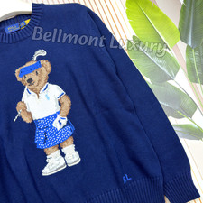 POLO RALPH LAUREN Polo Bear Golf Navy Knit Sweater Women’s Size L NWT