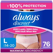 Always Discreet Incontinence Underwear Women - Maximum Protection - Large