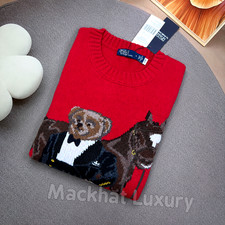 POLO RALPH LAUREN Men’s Medium Polo Red Bear Horse Wool Sweater