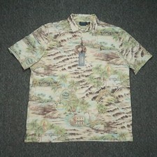 Polo Ralph Lauren Shirt Mens Extra Large Brown Classic Havana Beach Print NWT