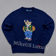 POLO RALPH LAUREN Polo Navy Varsity Bear Sweater Men Medium NWT
