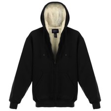 Gioberti Men Heavyweight Faux Shearling Lined Fleece Hoodie Jacket