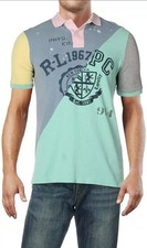 POLO RALPH LAUREN PATCHWORK MEN'S CLASSIC FIT MULTI-COLOR COTTON POLO SHIRT