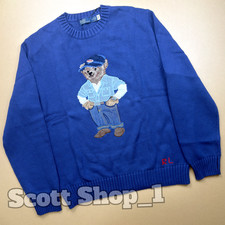 POLO RALPH LAUREN Blue Polo Bear Crewneck Sweater Men's Size M NWT RL Bear