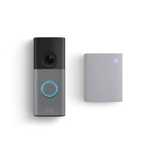 Ring - Wired Doorbell 2K (newest model), Speckled Gray + Chime (newest model)...
