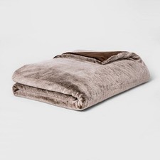 55" x 80" 18lbs Faux Fur Weighted Blanket with Removable Cover Brown