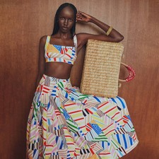 Women Pleated Poplin Madras Midi Skirt - Rosie Assoulin Multi 12