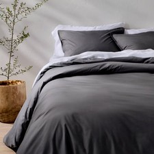 Full/Queen Cotton Percale Duvet Set Dark Gray - Casaluna (New without tags)