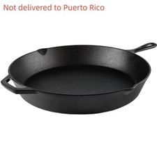 15" Pre-Seasoned Cast Iron Skillet w/Handle & Lips