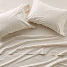 Queen 400 Thread Count Percale Sheet Set Natural - Casaluna