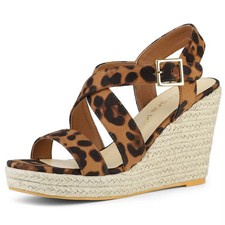 Allegra K Women's Espadrille Ankle Strap Crisscross Strap Wedges Sandals (New without box)